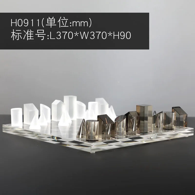 

The living room is decorated with frosted crystal board ornaments and modern home chess ornaments indoor smart game tools decor