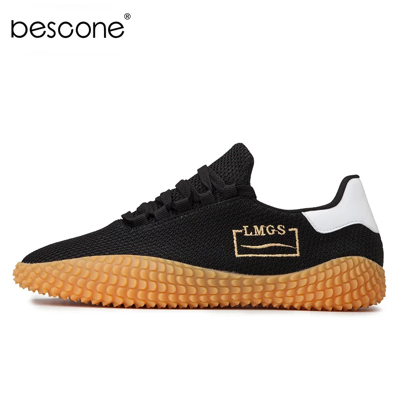 BESCONE/мужские спортивные дышащие кроссовки для бега Цвет черный красный серый