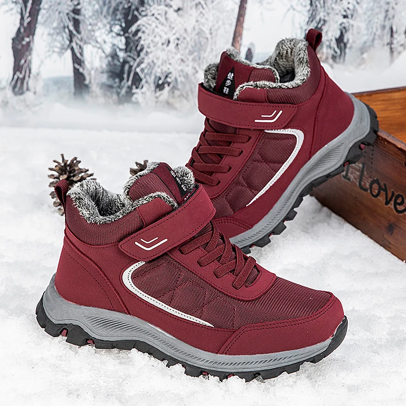 

Plus Fleece Jogging Shoes For Women And Men Winter Warm Lace-Up Casual Zapato Unisex Non-Slip Outdoor Foot Guard Sports Calceus