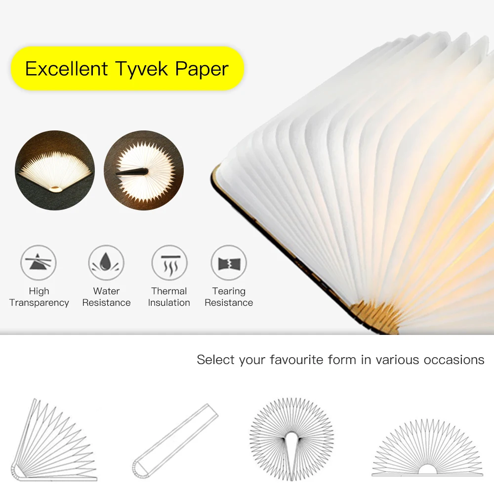 Портативный USB Перезаряжаемый светодиодный складной магнитный деревянный