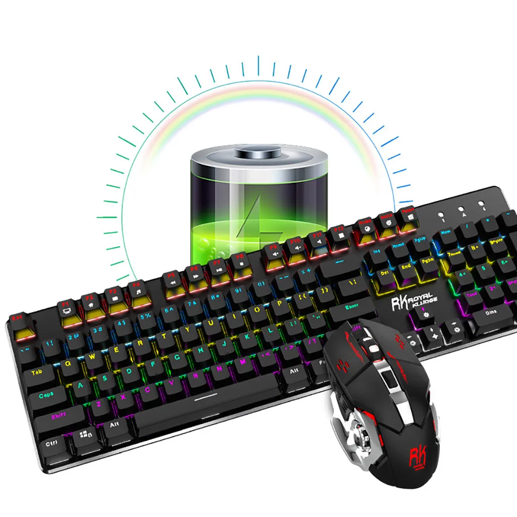 

104 Keys Backlight Games Mechanical Wireless Keyboard With + 3600DPI Mouse Mice Combo Combo Ergonomic Bluetooth Keyboard