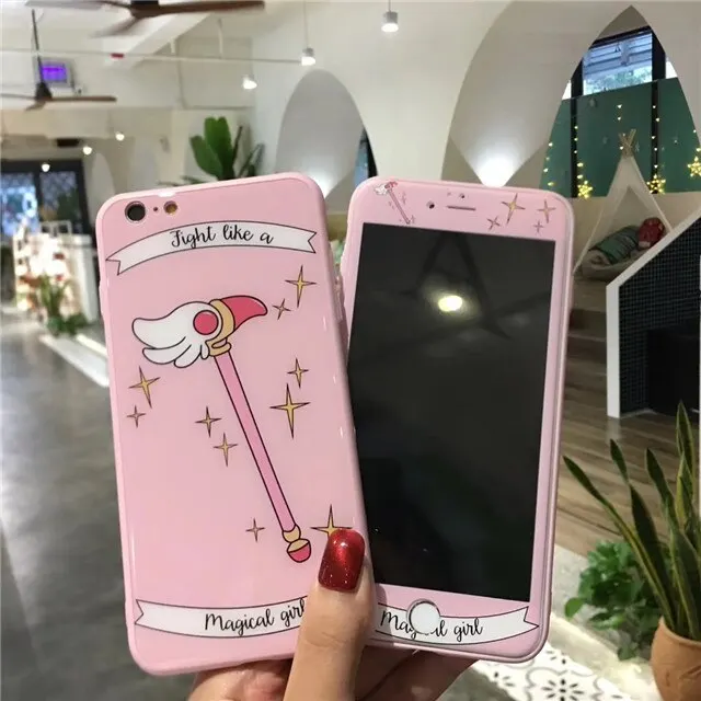8 Для iPhone 6 6S 7 8 Plus XR X XS Max Sailor Moon Cardcaptor Sakura стеклянный жесткий чехол для телефона+ Защитная пленка для экрана из закаленного стекла - Цвет: 8
