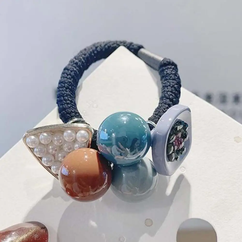 

Rubber 4Pcs/Set Beautiful Rhinestone Thicken Hair Ropes Durable Ponytail Holders Stretchy for Dating