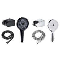 bathroom round abs hand shower with base and 1 5m stainless steel hose household hand shower set