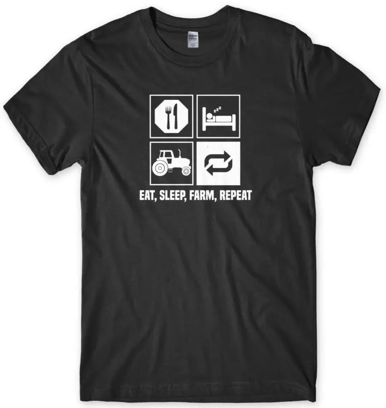 Смешные мужские футболки унисекс Eat Sleep Farm Repeat|Мужские футболки| |