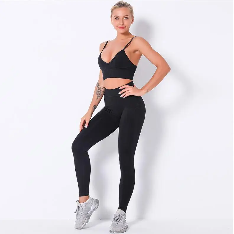 

Seamless Yoga Suit 2 piece Sports Shirts Crop Top Seamless Leggings Sport Set Gym Clothes Fitness Tracksuit Workout Set Femme