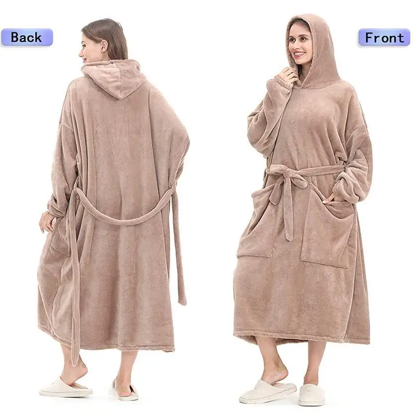

Women TV Blanket Sleeve Long Sweatshirt Hoodie Hooded Oversize Hoodie Ladies Pullover Fannel Sweat Plaid Warm Fleece Robe Femme