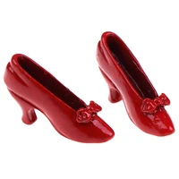 1 pair 112 dollhouse miniature accessories red high heeled shoes princess shoe dolls accessory