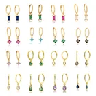 Серьги-кольца женские Геометрические, квадратные радужные украшения для вечерние, аксессуары для подарка на день рождения