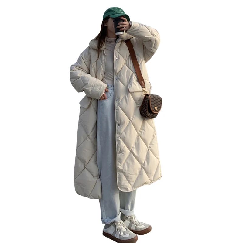 

Winter Oversize Warm Coat Women Fur Collar Thick Long Parkas Women Korean Single Button Cotton Down Overcoat Female CX1762
