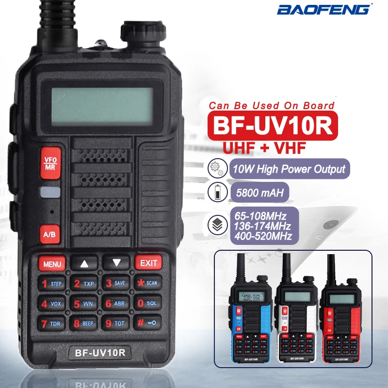 

Новинка 2021, портативная рация Baofeng с дальним радиусом действия 10 Вт, Двухдиапазонная двухсторонняя радиостанция CB Ham, приемопередатчик BF UV10R