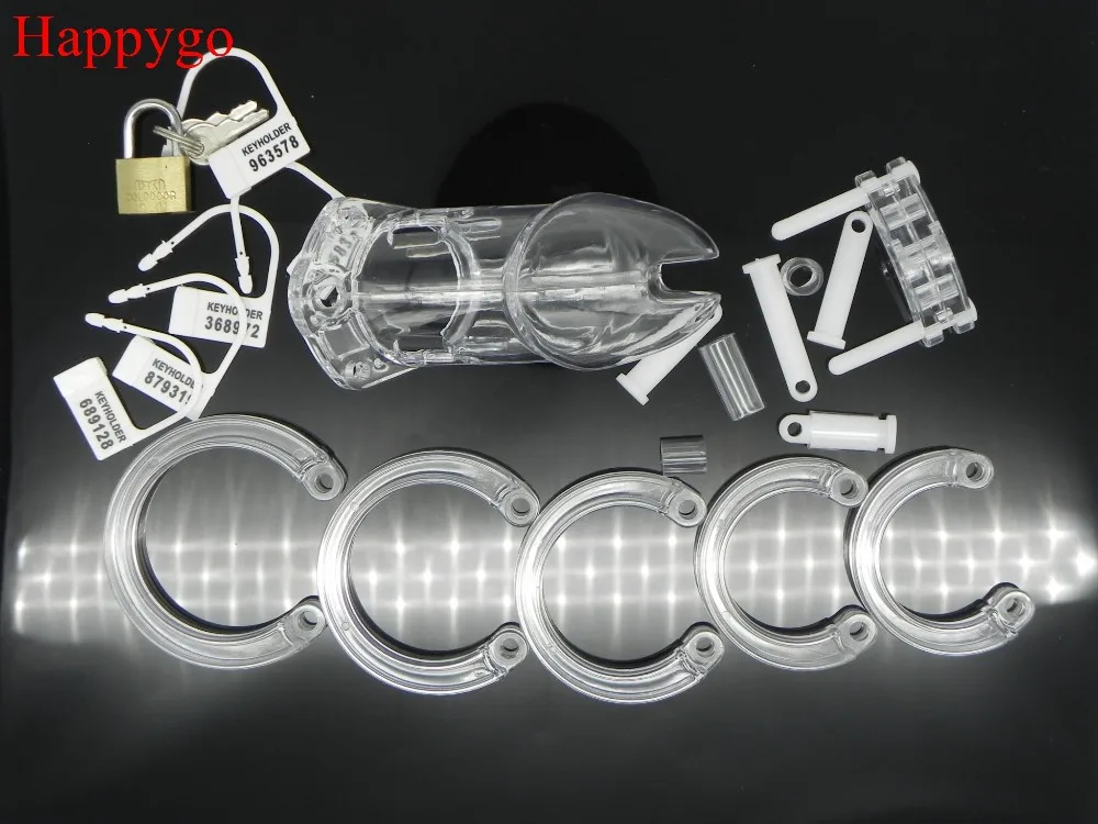 Happygo Male Chastity Device With 5 Size Penis Ring Cock Cages Lock/Belt Adult Game Sex Toy CB6000 | Красота и здоровье