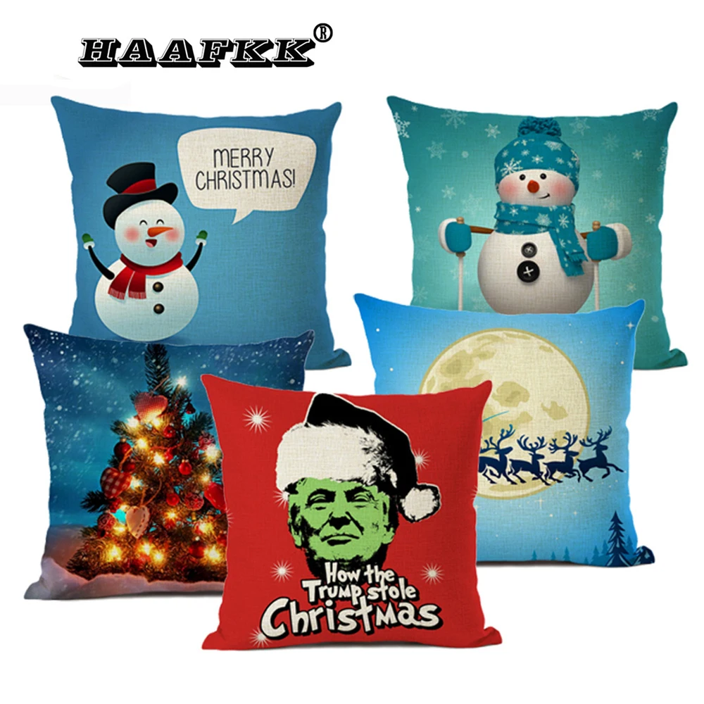 

2020 New Merry Christmas Santa Claus Cushion Cover Christmas Car Home Sofa Decorative Pillowcase Plush Throw Pillow Case Cover