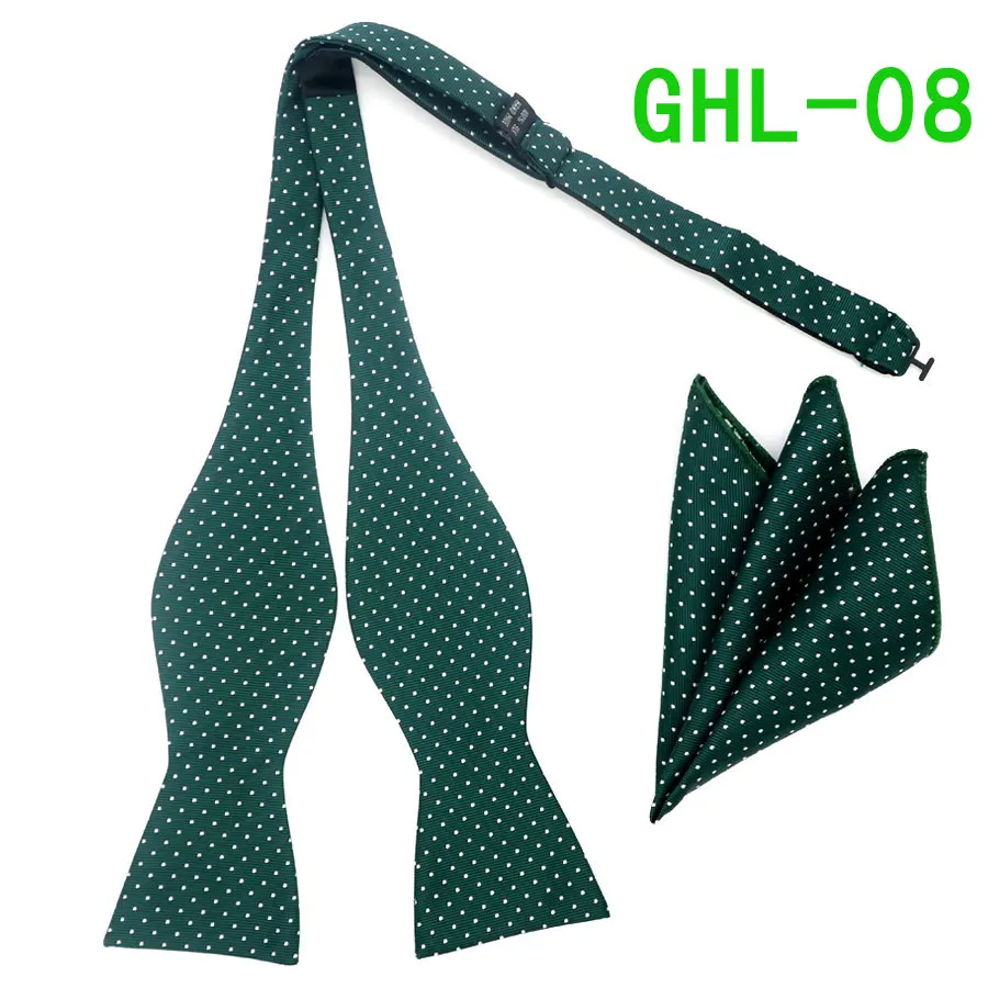 GHL 08 GHL1-20 шелковый галстук-бабочка, деловой галстук-бабочка, Мужской винтажный галстук-бабочка в полоску с узором пейсли, в горошек, Свадебный галстук-бабочка, карманный квадратный платок, набор - Цвет: GHL 08