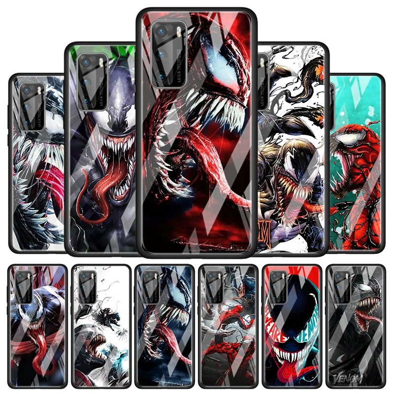 

Venom Marvel cool for Huawei P40 P30 Pro Plus P20 P10 Lite P Smart Z 2021 2020 2019 Luxury Tempered Glass Phone Case