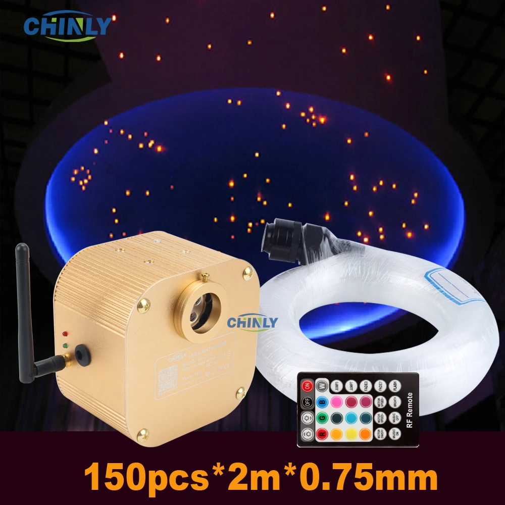 

Оптоволоконный светильник Twinkle 16 Вт, управление Bluetooth, управление музыкой для смартфона, 150 шт., 2 м, светодиодный светильник для автомобиля, звезды, детская комната, потолочный светильник