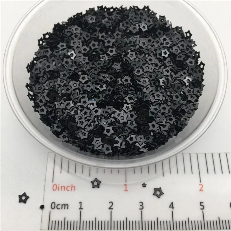 3mm Hollow Star S 20 г Черный цвет ПВХ свободные блестки для маникюра ногтей, свадебные конфетти, аксессуары для орнамента/рукоделия - Цвет: 3mm Hollow Star S