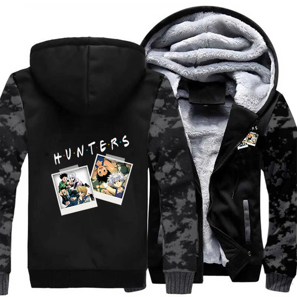 

HunterHunter Japanese Anime GonFreecss Hunters Raglan Thick Hoodies Sweatshirts Men Jackets Casual Winter Coats Hxh Sportswear