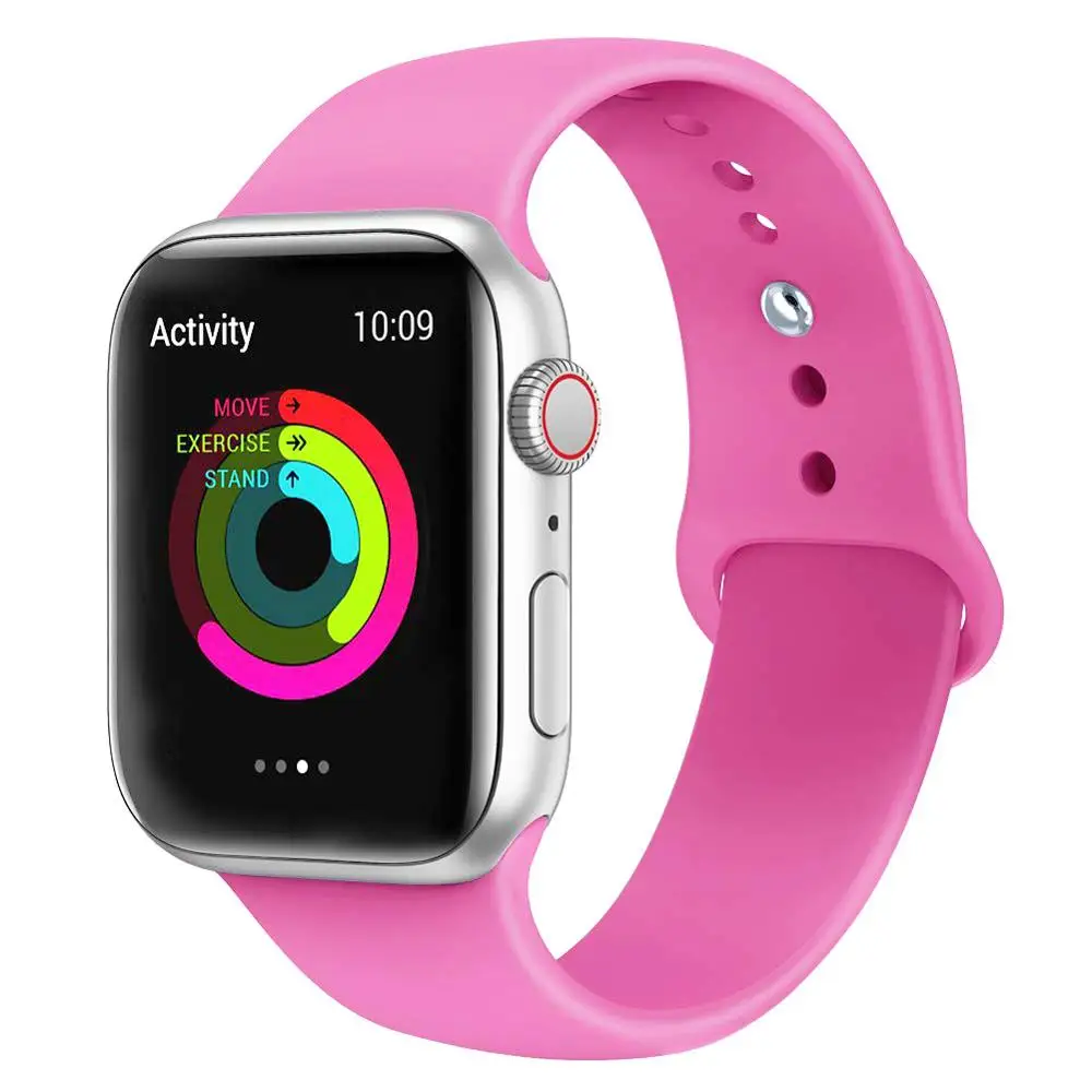 Berbie powder Силиконовый ремешок для наручных часов Apple Watch, 42 мм, 38 мм, Версия 44 мм 40 мм резиновый браслет Ремешки черный ремешок наручных часов Iwatch серии 5/4/3/2/1 браслет - Цвет ремешка: Berbie powder