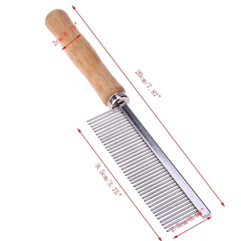 

Pet Rake Comb Pet Dog Cat Hair Grooming Trimmer Rake Comb Dog Cat Stain Wooden Handle Comb for Dogs and Cats