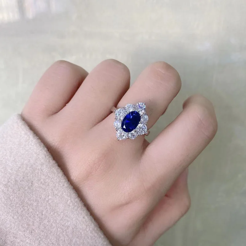 

COSYA Women Rings Sapphire Ice Cut Oval High Quality Jewelry 100% 925 Sterling Silver High Carbon Diamond Temperament Girls