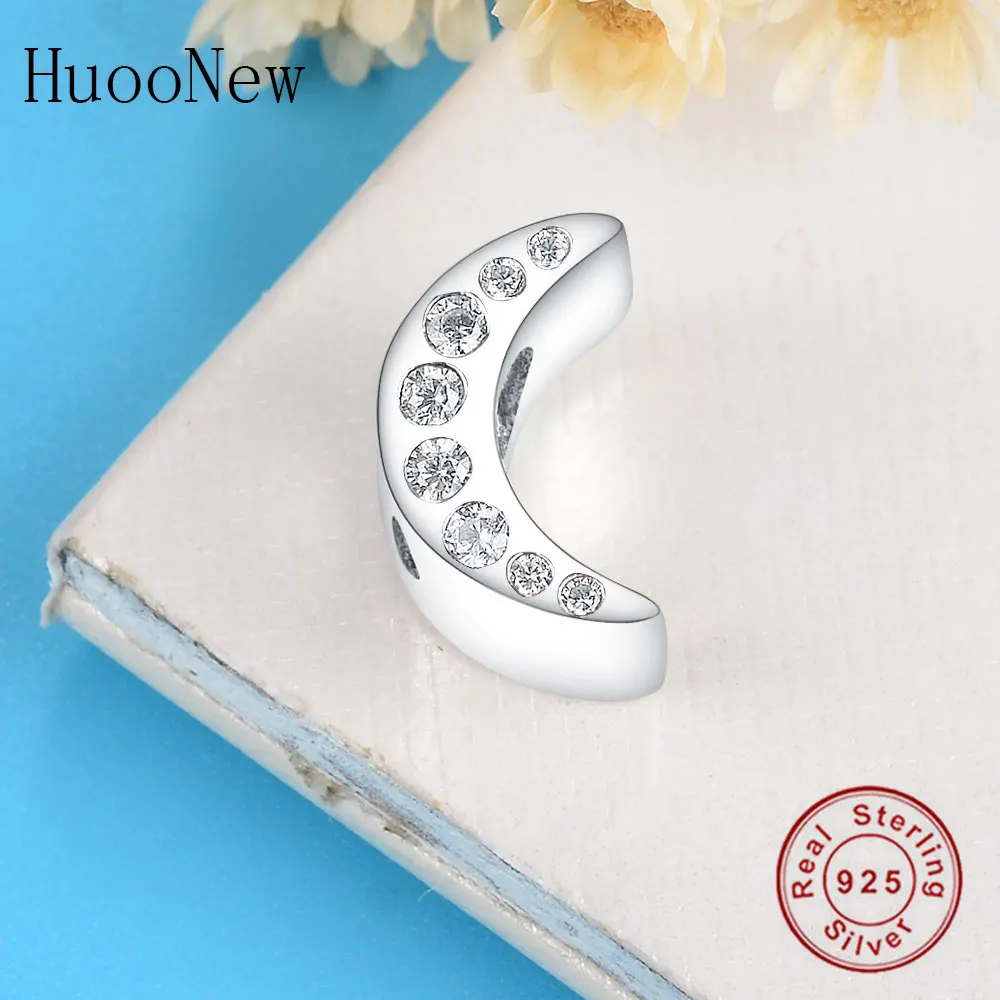 Лунная бусина с прозрачным кристаллом циркония подходящий для оригинального