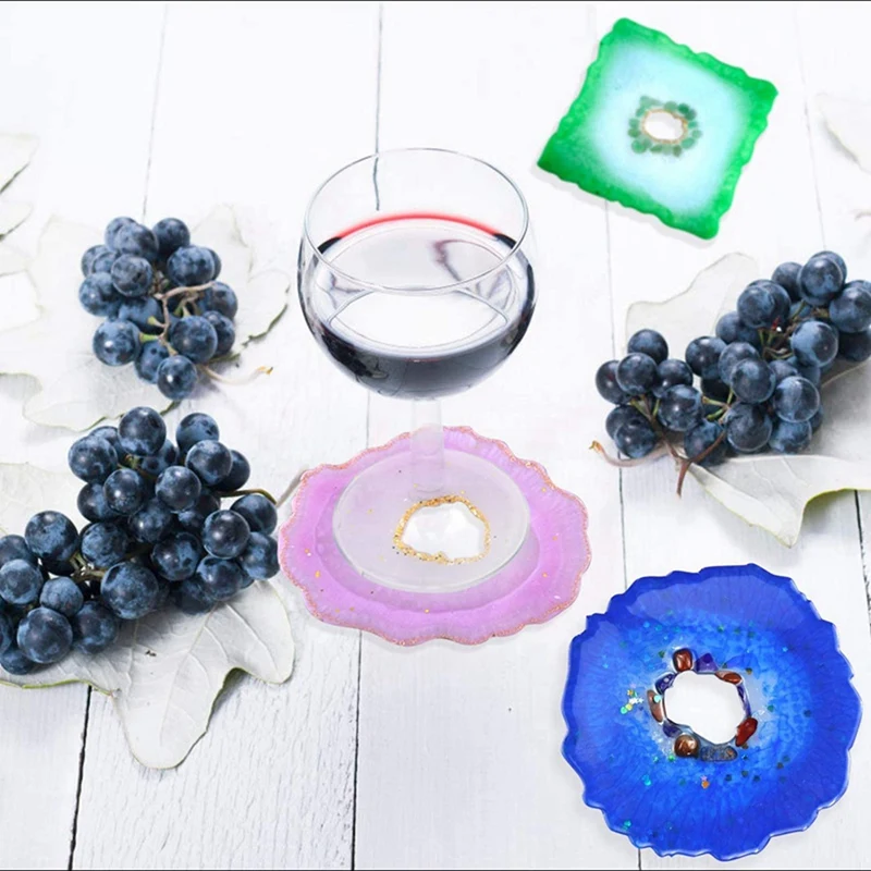 

2 Set Coaster Resin Molds Set- Large Size Irregular Hollow Agate Hollow Coaster, A & B