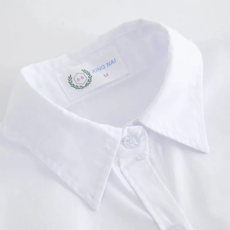 Женская офисная блузка с длинным рукавом однотонная белая рубашка большого