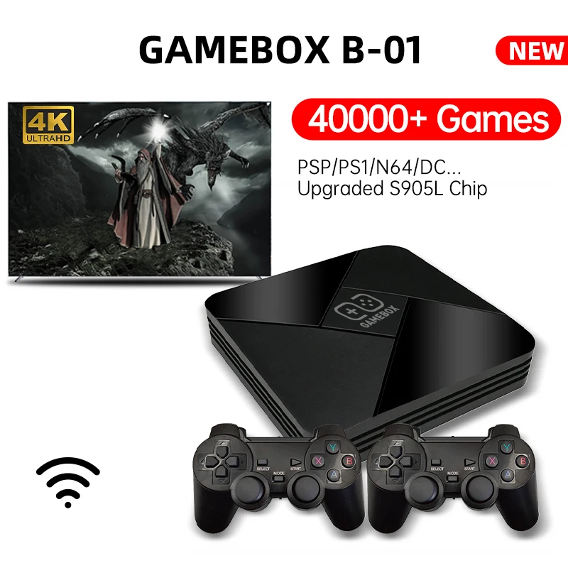 

Game Box B-01 Super Console X S905 WiFi 4K HD Retro TV Box Wireless Video Game Player 50+ Emulator 40000+ Games For PS1/N64/DC
