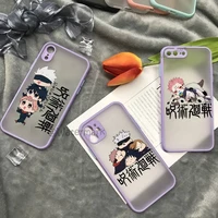 jujutsu kaisen anime phone case for iphone 7 8 plus xr x xs 11 12 13 pro max purple matte translucent funda