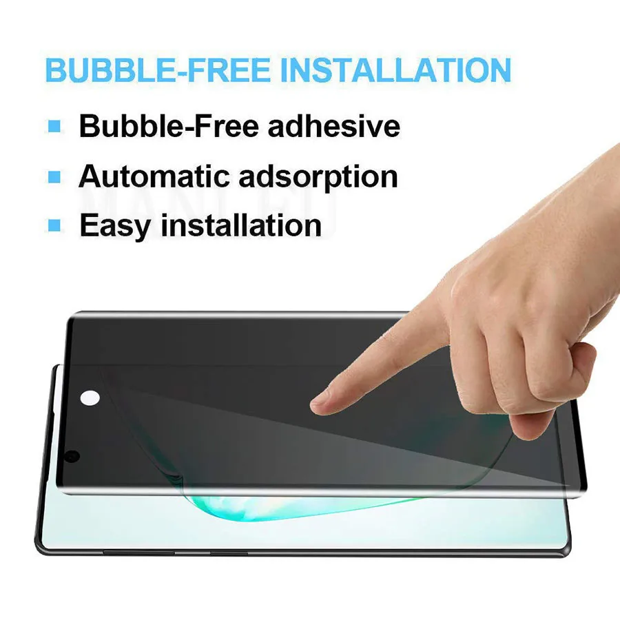 3D изогнутое антишпионское закаленное стекло для samsung Note 10 Plus, защитная пленка на весь экран для Galaxy S10 S9 S8 Plus S10e