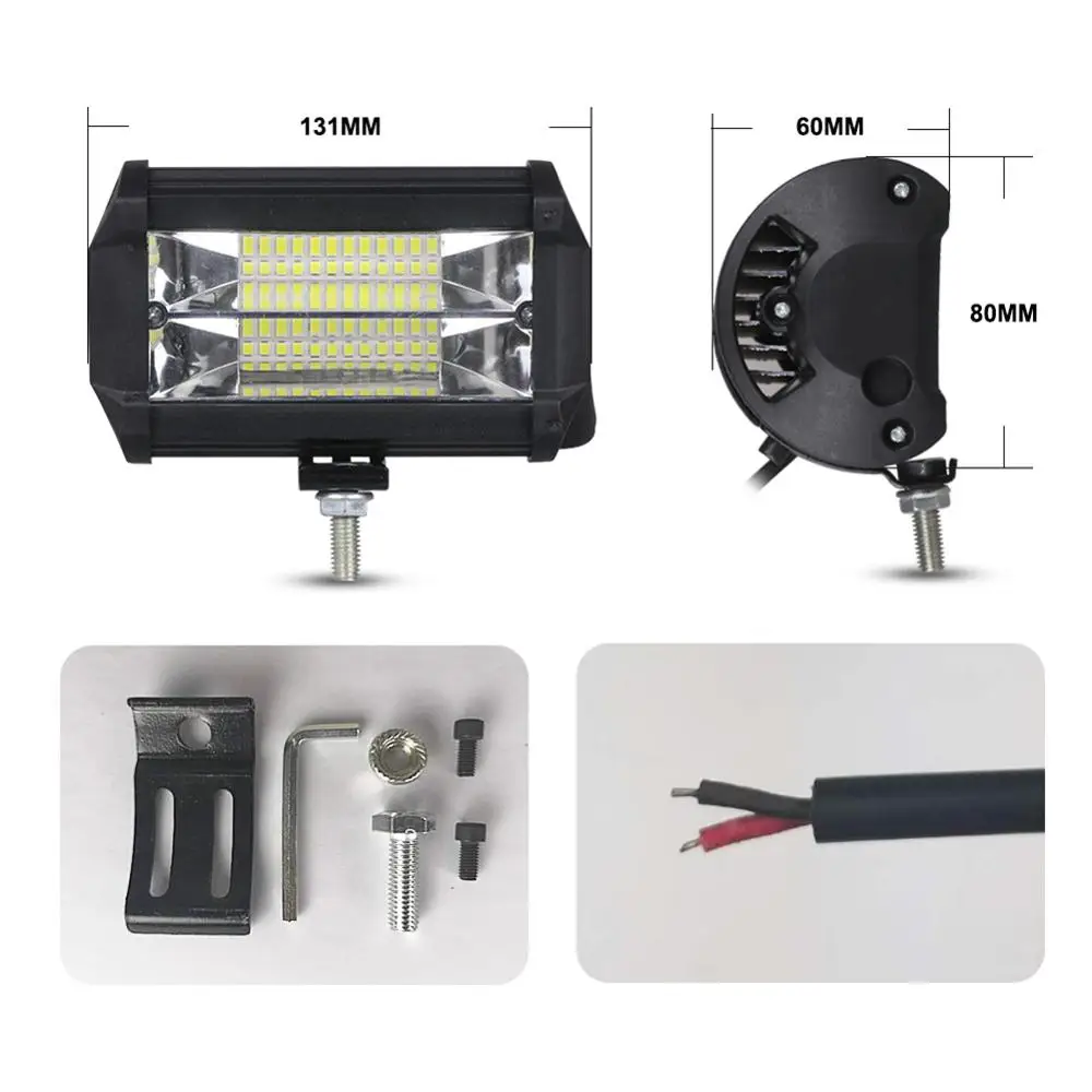LED Bar 72W Work Light for Truck Spot/Flood Beam Driving Car ATV 4x4 Offroad Jeep Tractor 12V/24V bar | Автомобили и мотоциклы