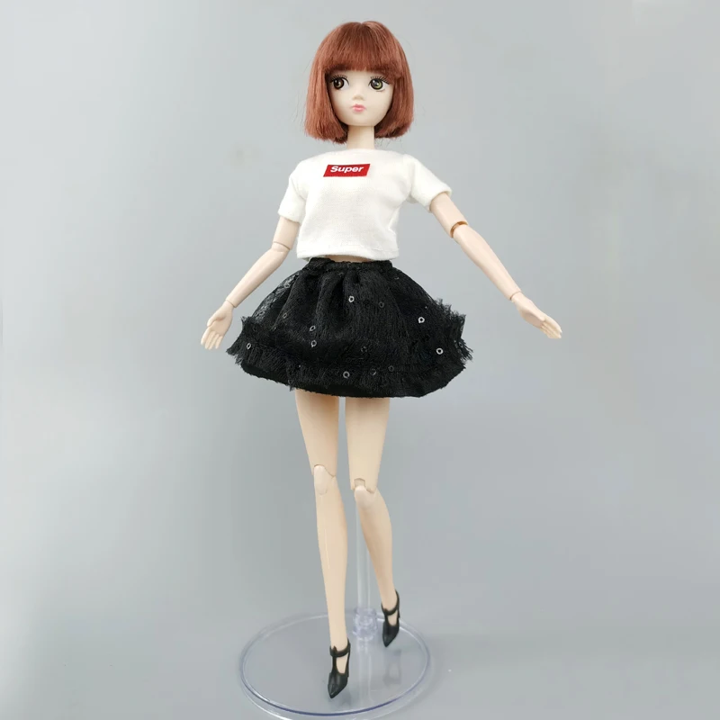 Супер кукольная одежда для кукол Барби белая футболка и черная юбка Blythe 1/6