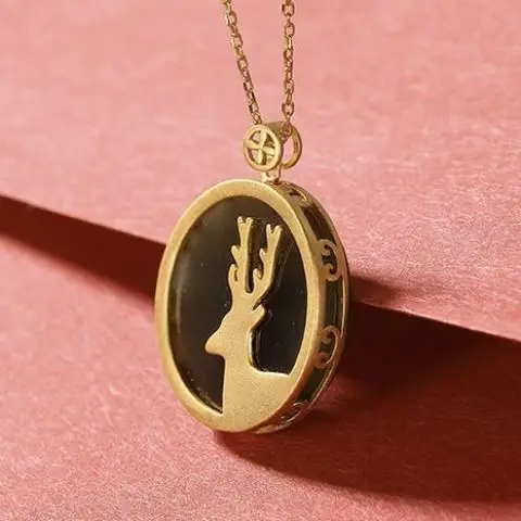 

2021 Hot Sale Chinese Style Hetian Jade Yilu Has You round Plate Pendant Gray Jade Jade Delicate Fine Gifts
