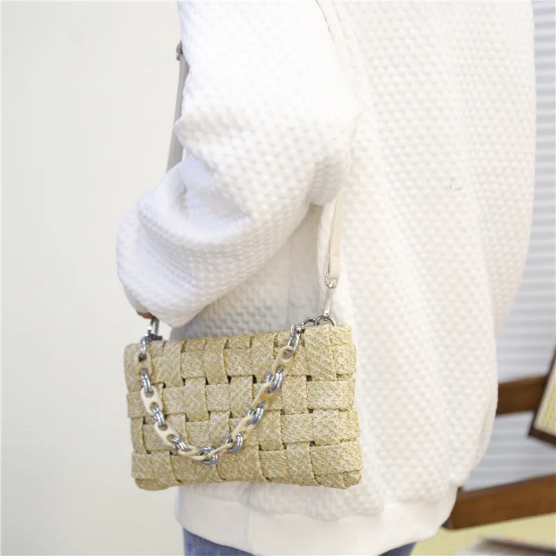 

Luxury Women's Weave Shoulder Bags Fashion Designer Handbags And Purses Mini Straw Female Travel Crossbody Totes Bag Summer New