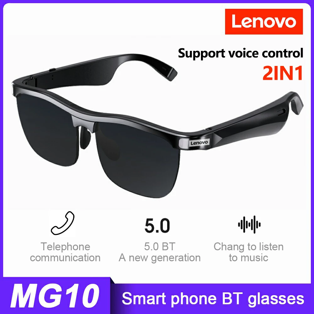 구매 2IN1 레노버 MG10 스마트 무선 블루투스 헤드셋 음악 안경 야외 사이클링 Drving 선글라스 헤드폰 이어폰 마이크