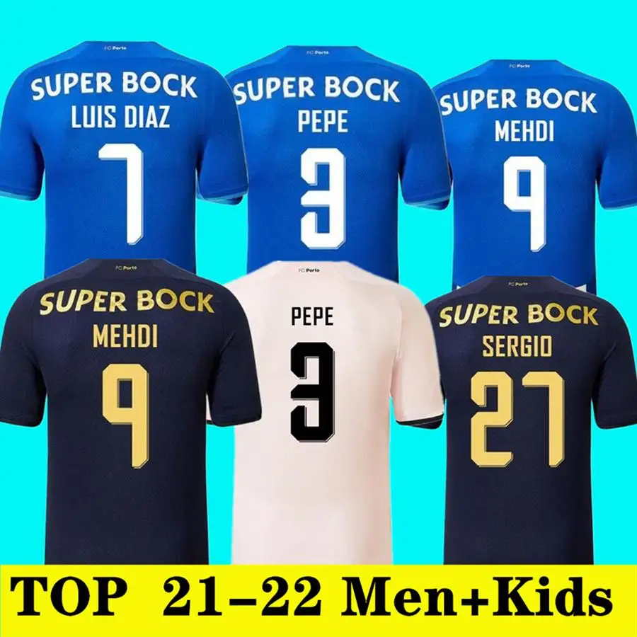 

21 22 FC Porto MEN + kids kits MOUSSA football Shirts 2021 2022 LUIS DIAZ SERGIO camisetas de futbol Porto home soccer Jersey