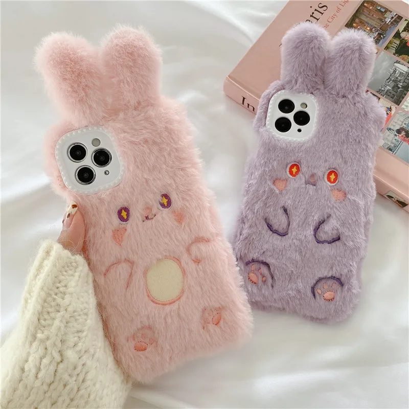 

Autumn and winter plush bunny ears apple Xsmax following xr applicable iPhone11pro / 7/8 plus soft shell
