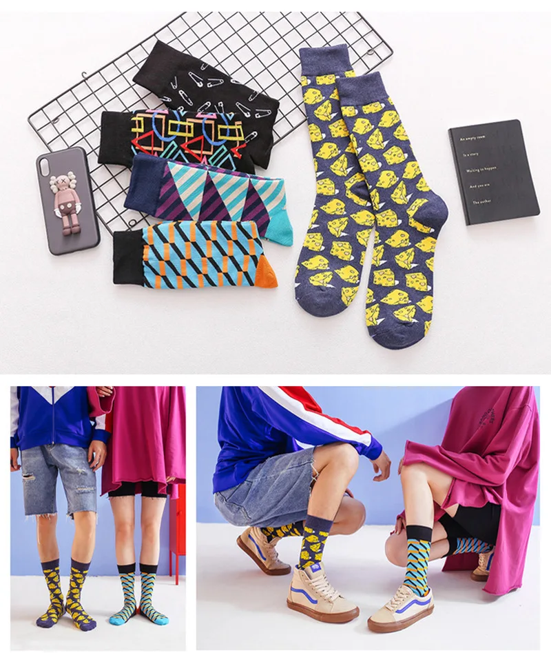 Скейтборд Chaussette Homme модные красочные язычок женские Носки с рисунком из кожи для