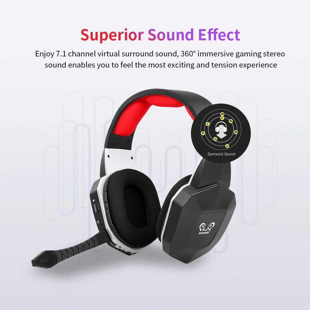 Беспроводная игровая гарнитура HW N9U 2 4G виртуальная 7 1 с объемным звуком со