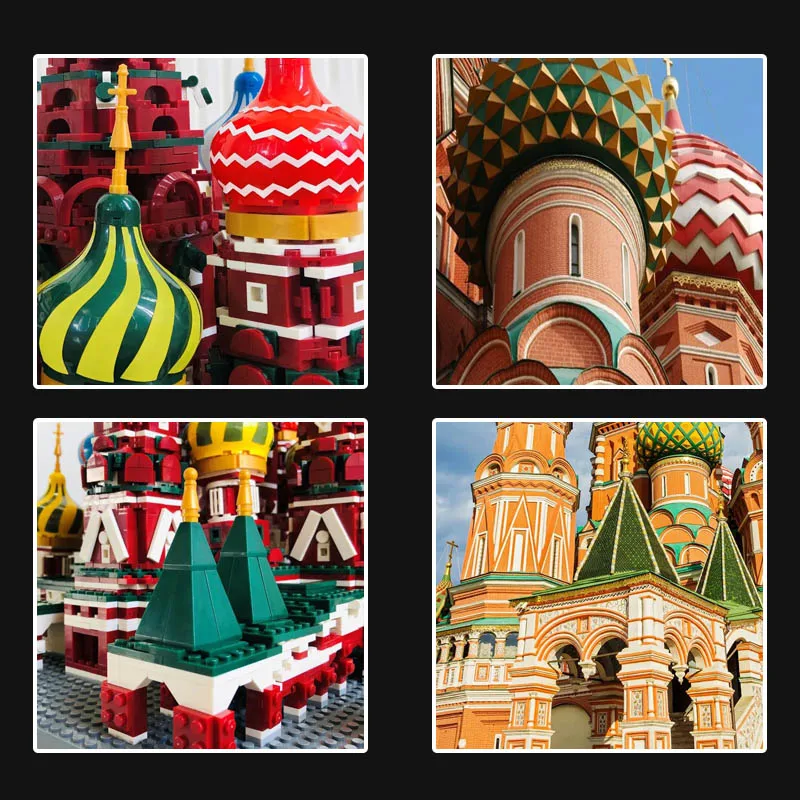 

City Famous Architecture Building Blocks Street View Castle Russia Saint Basil's Cathedral Model Bricks Education Toys for kids