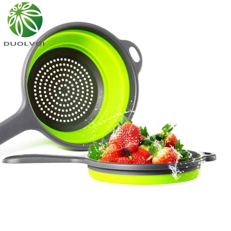 

Foldable Colander Fruit Vegetable Washing Basket Strainer Kitchen Tool Strainer Collapsible Drainer With Handle