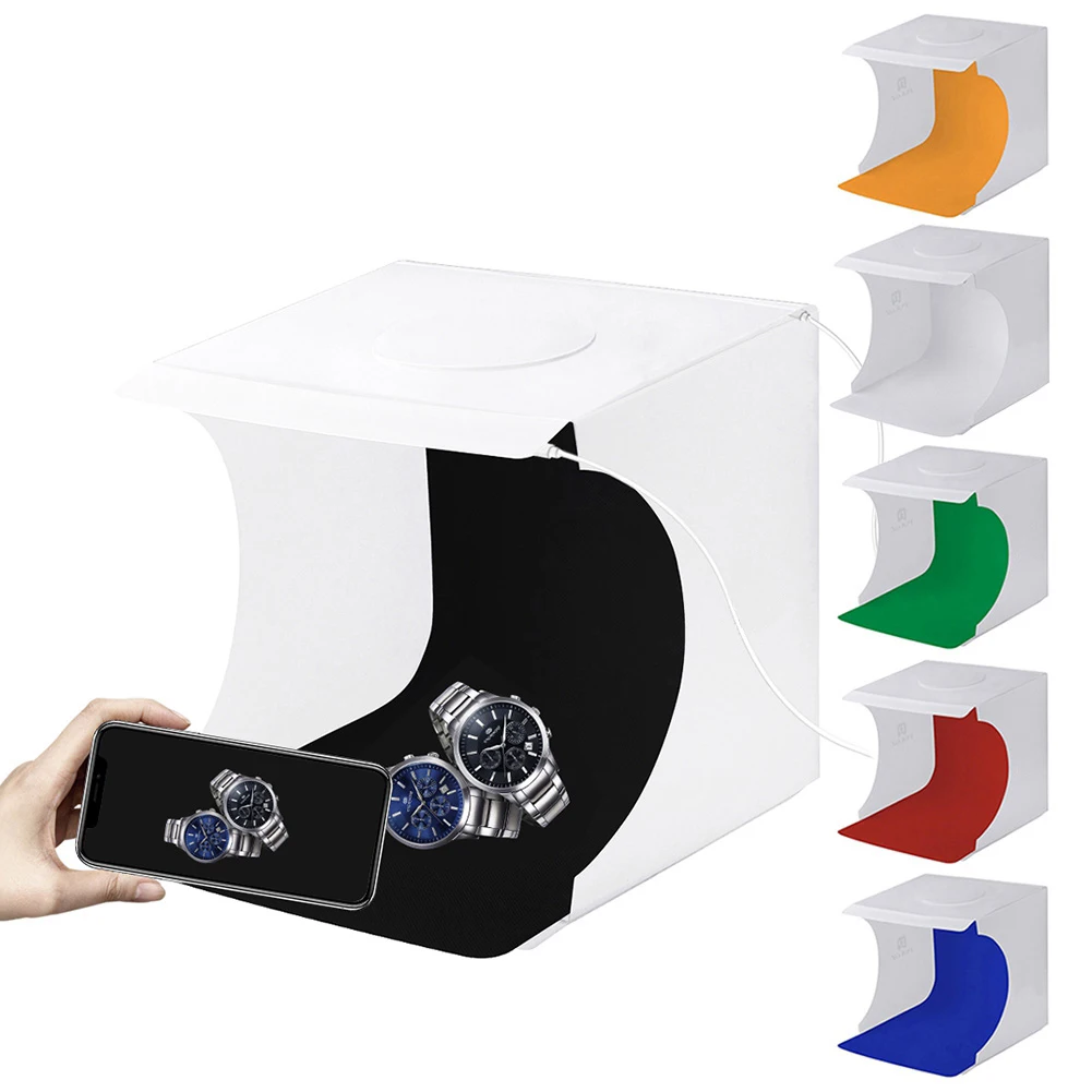 

Mini Folding Lightbox Photography Photo Studio Softbox 2 Panel LED Light Soft Box Photo Background Kit Light Box for DSLR Camera