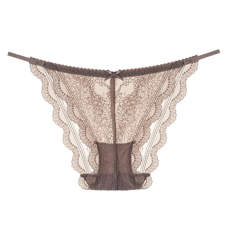 

2021 New Floral Embroidered Lace Sexy Thong Transparent Underwear Low Waist Temptation Hollow Out Panties String Seamless Briefs