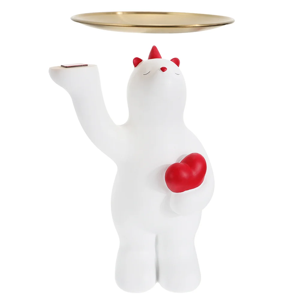 

1Pc Household Storage Adornment Key Storage Holder Porch Bear Shaped Tray White