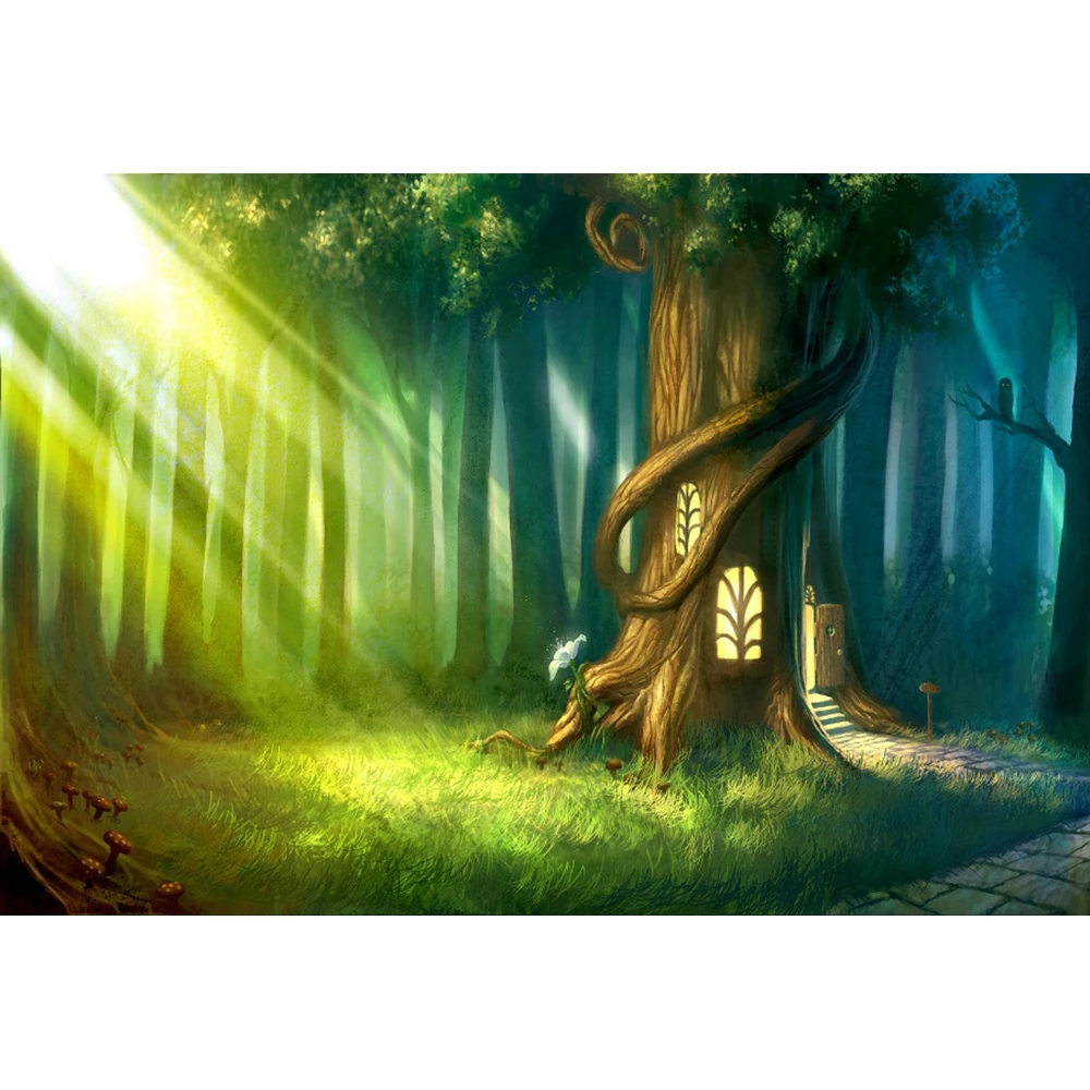 Фоны для фотостудии Yeele Jungle лес странное дерево дом Сумерки ужасные фотографии |