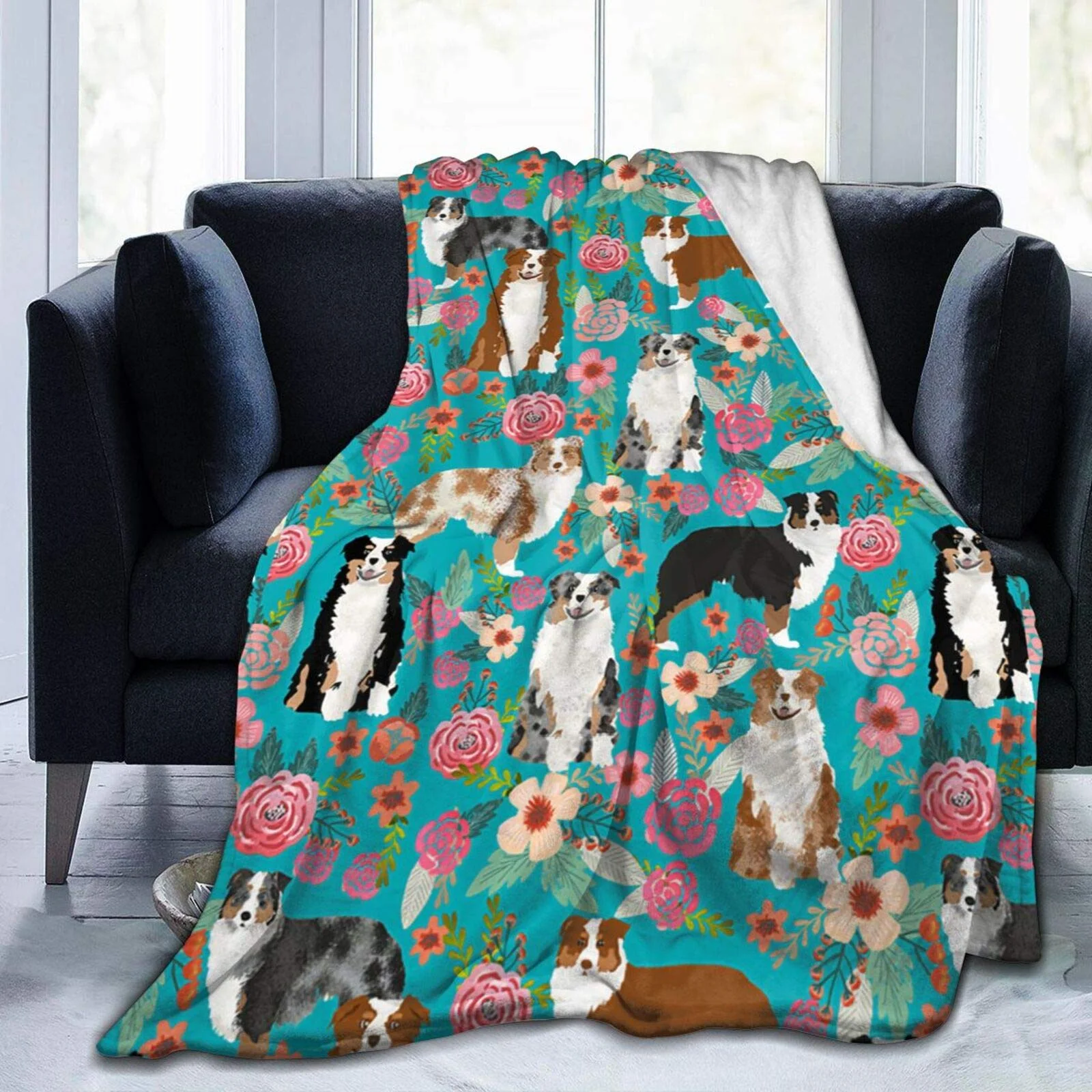 

Farm Flower Dog Four Seasons Flannel High-end Cashmere Blanket Sheets Sofa Towel Quilt Outdoor 60*80 Inches