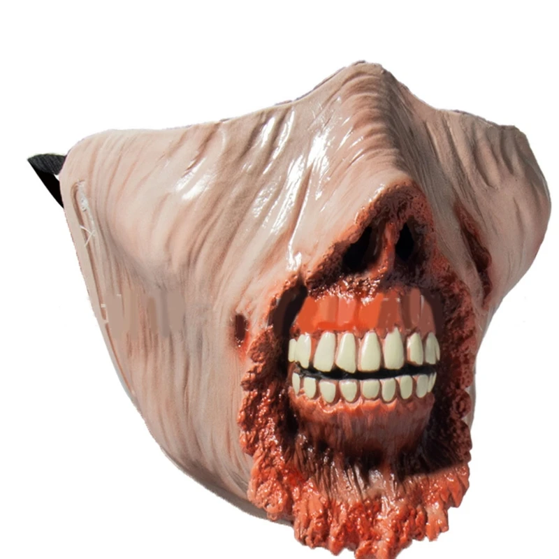 

P15C Bloody Face Mask Horrifying Half-Face Mask w/ Washable Breathable Latex for Halloween Party Cos-play Stage Performance