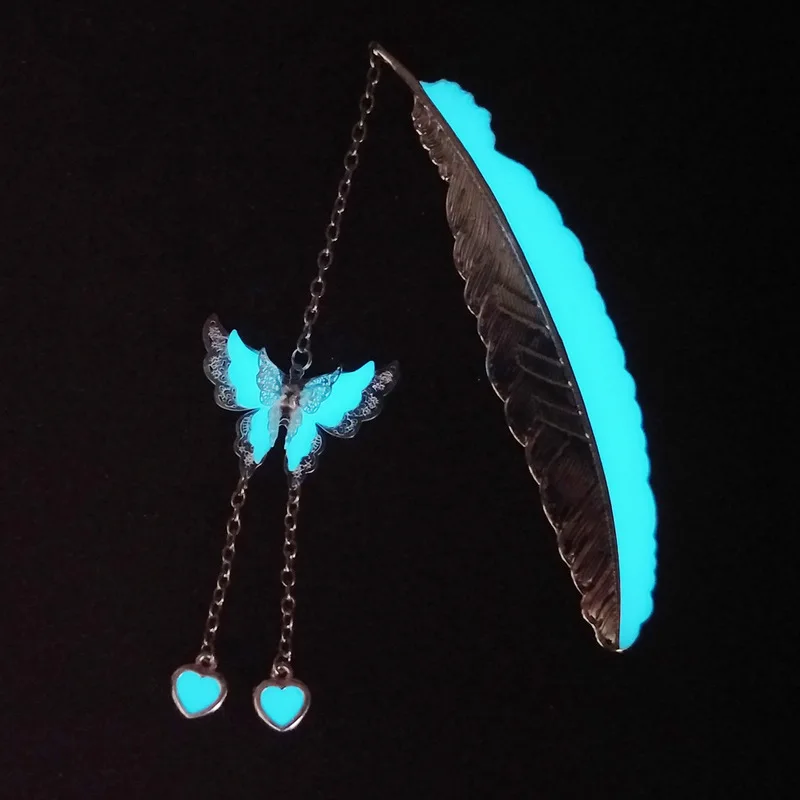 

Металлическая Закладка-перо, светящаяся подвеска Закладка-бабочка для книг, подарки учителя, новые Канцтовары, школьные канцелярские прина...