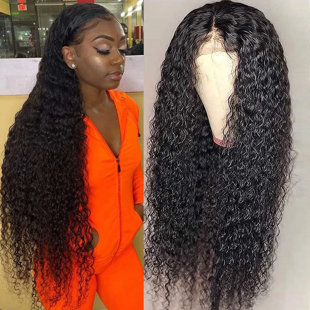 

AIMEYA Natural Deep Curly Wigs 13x6 HD Lace Frontal Wig Pre Plucked With Baby Hair Perruque Cheveux Humain Black Wig For Women